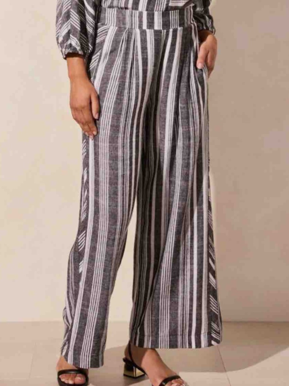 Tribal Jeans Linen Blend Stripe Wide Leg Pants L